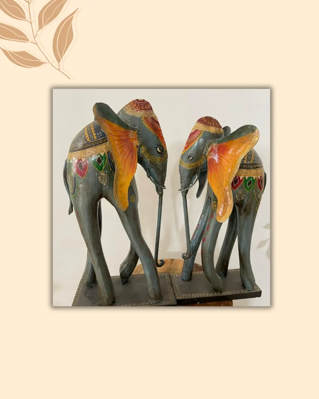 HOME 14 wooden iron elephant statue