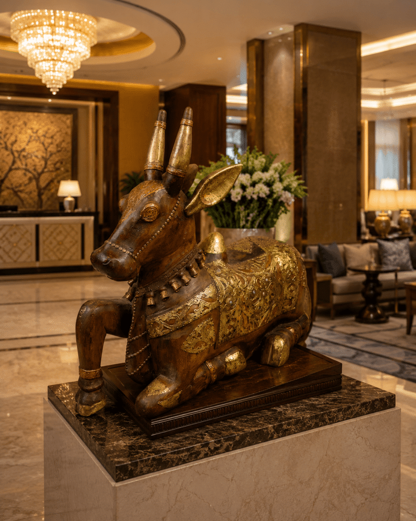 Wooden Nandi Figurines for Interior Design: Classic Beauty with a Contemporary Flare 8 wooden handicraft nandi