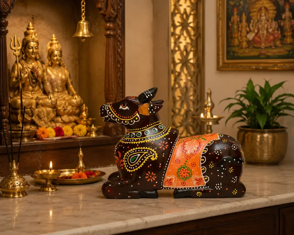 Wooden Nandi Figurines for Interior Design: Classic Beauty with a Contemporary Flare 5 wooden nandi sculpture