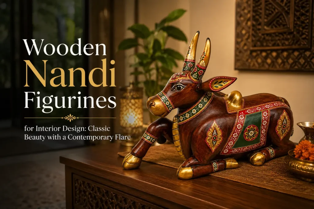Wooden Nandi Figurines for Interior Design: Classic Beauty with a Contemporary Flare 11 wooden nandi fgurine