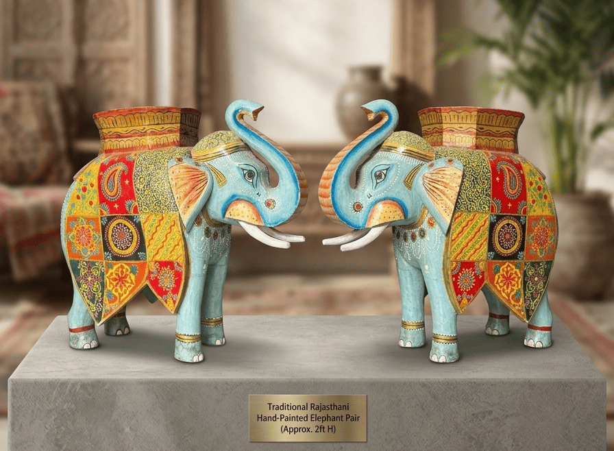 How to Choose the Perfect Rajasthani Handcrafted Home Decor for Your Living Room 6 2 ft handicraft wooden elephant 1