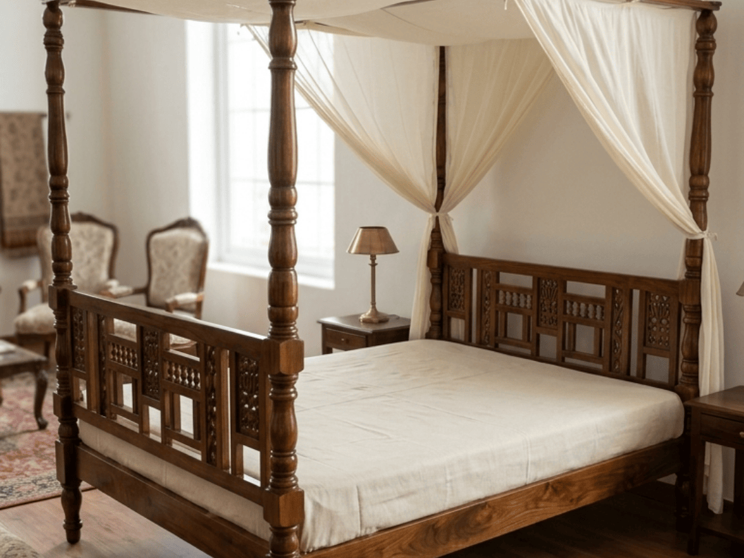 Handcrafted Wooden Furniture in Jodhpur: Top 10 Picks to Elevate Your Home (2026 Guide) 1 solid wood poster bed 1 1 edited