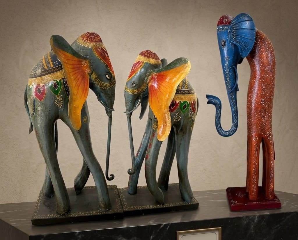 How to Choose the Perfect Rajasthani Handcrafted Home Decor for Your Living Room 12 wooden iron elephant figurines