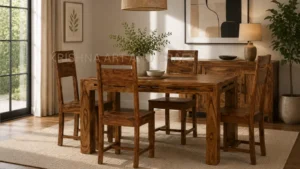 Handcrafted Wooden Furniture in Jodhpur: Top 10 Picks to Elevate Your Home (2026 Guide) 1 Handcrafted solid wood dining set with natural finish for modern dining room