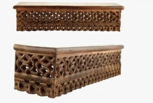 Handcrafted Wooden Furniture in Jodhpur: Top 10 Picks to Elevate Your Home (2026 Guide) 10 wooden handcrafted floating shelves for drawing room decor