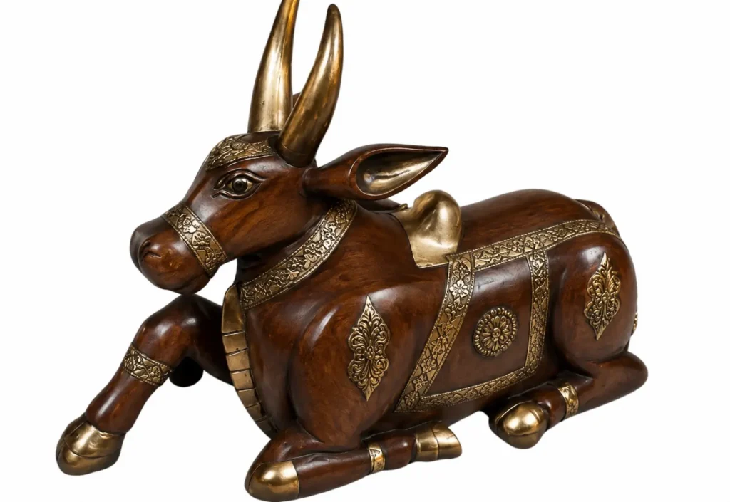 Wooden Nandi Figurines for Interior Design: Classic Beauty with a Contemporary Flare 1 wooden handcrafted nandi sculpture