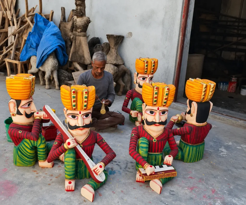 Handpainted Wooden Handicrafts for Traditional Home Decor 2 handicrafte handpainting done by skilled artisan at krishna art and craft