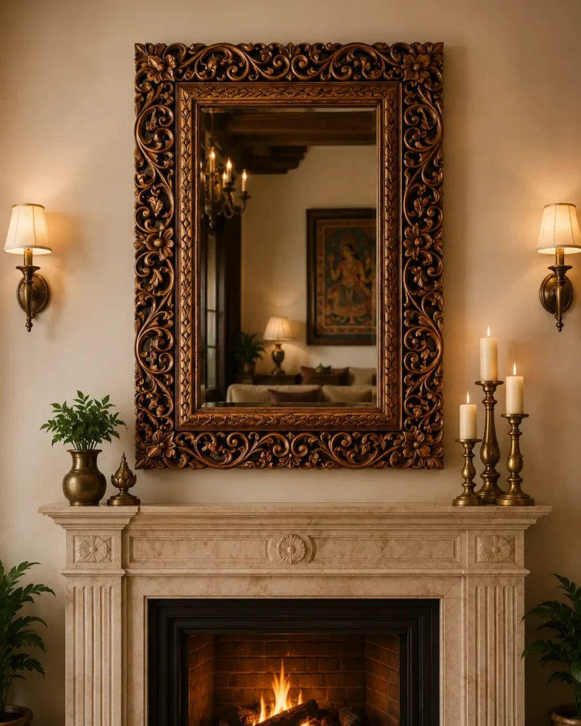 Handpainted Wooden Handicrafts for Traditional Home Decor 4 handcarved mirror frame