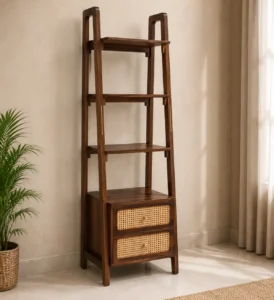Handcrafted Wooden Furniture in Jodhpur: Top 10 Picks to Elevate Your Home (2026 Guide) 6 Handcrafted wooden bookcase with multiple storage shelves
