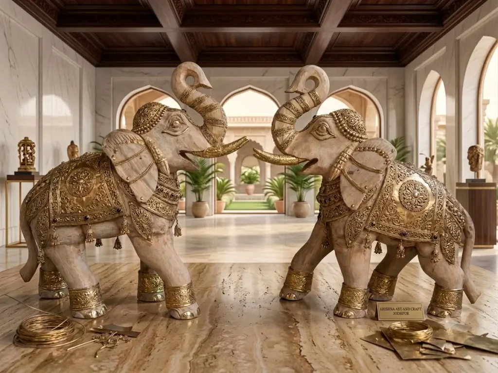 Brass-Fitted Wooden Handicrafts: The Ultimate Guide to Luxury Indian Decor 11 brass fitted sculpture
